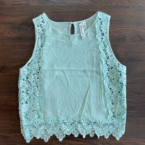 Blue cut out tank blouse